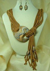 etsy ljeans Fabric Necklace with Polymer Clay Clasp